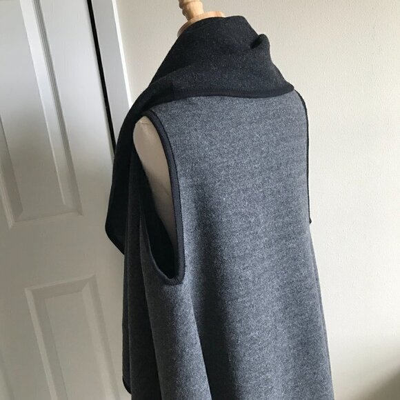 Anthropologie Open Front Long Draped Sleeveless Cape Cardigan Dark Gray One Size - Picture 5 of 7